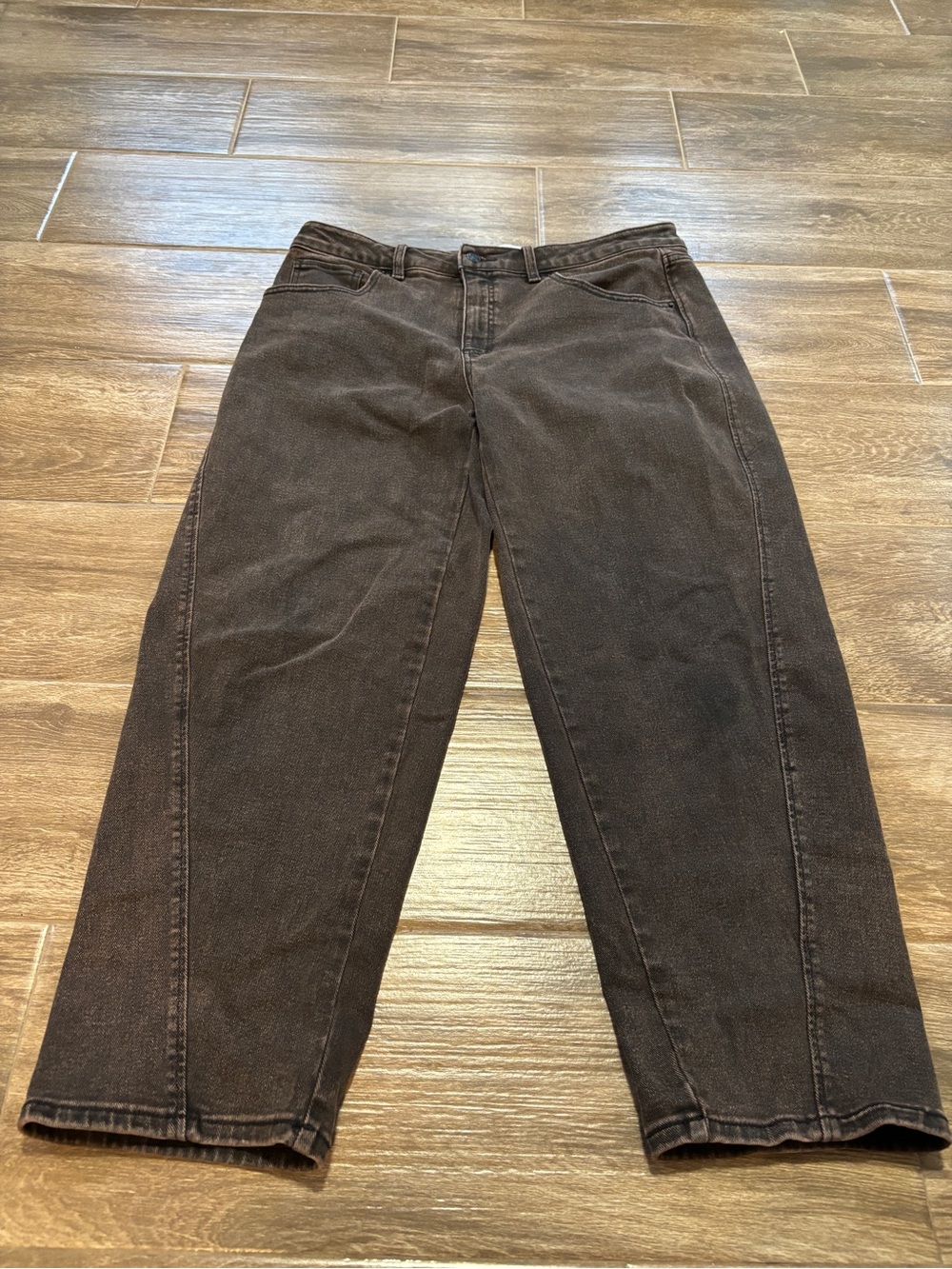 Women’s‎ Barrel Leg Chocolate Brown Jeans Denim Pants Western Casual